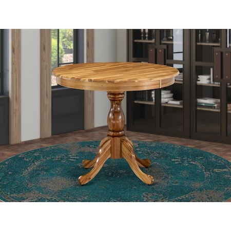 East West Furniture East West Furniture AMT-ANA-TP Antique Round Dining Table with Natural Acacia Table Top Surface & Asian Wood Pedestal Legs AMT-ANA-TP
